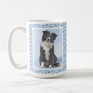 Caneca De Café Pintura de Collie de Borda - Arte de Cachorro Orig