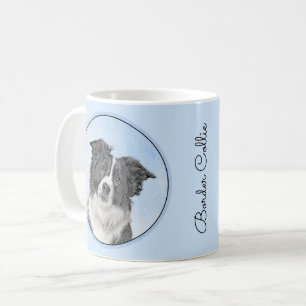 Caneca De Café Pintura de Collie de Borda - Arte de Cachorro Orig