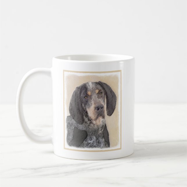 Caneca De Café Pintura de Connhound Bluetick - Cachorro Original  (Esquerda)