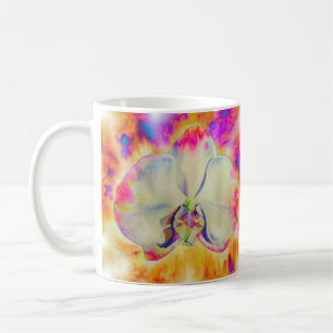 Caneca De Café Pintura de cor d'água com orquídea abstrato românt