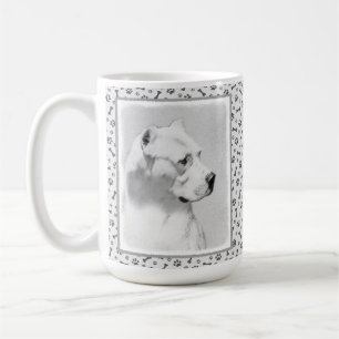 Caneca De Café Pintura de Dogo Argentino - Arte Original de Cães
