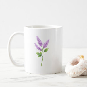 Caneca De Café Pintura de Flor de Lilás Roxo