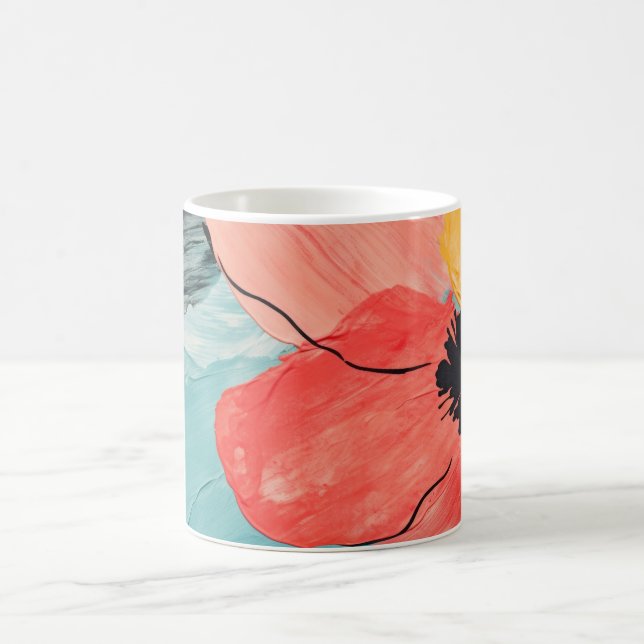 Caneca De Café pintura de flores abstrato (Centro)