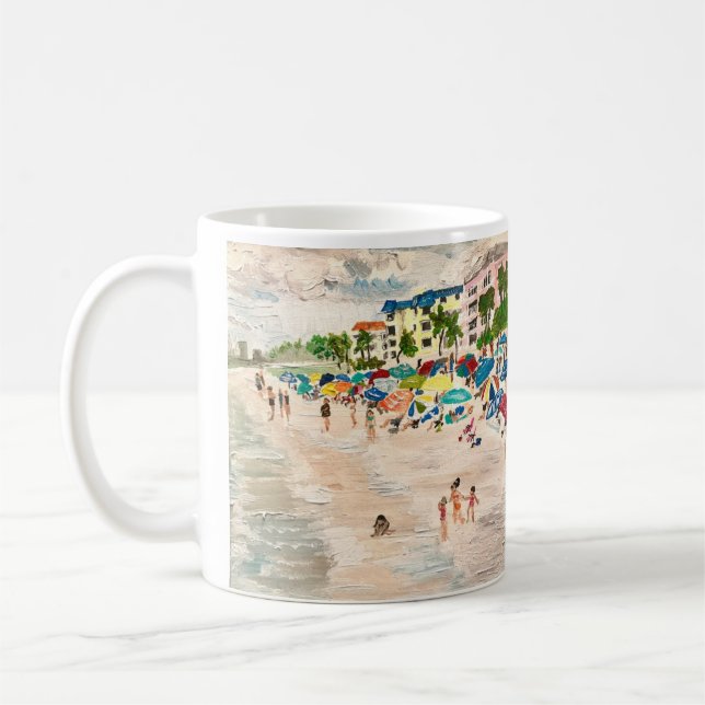 Caneca De Café Pintura de "Fort Myer's Beach" por Willlowcatdesig (Esquerda)