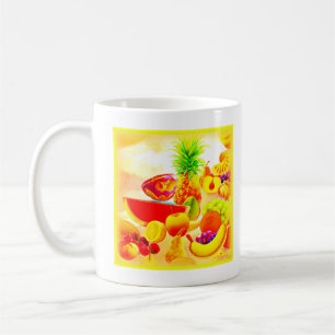 Caneca De Café Pintura de Frutas Tropicais exótica. Compre agora