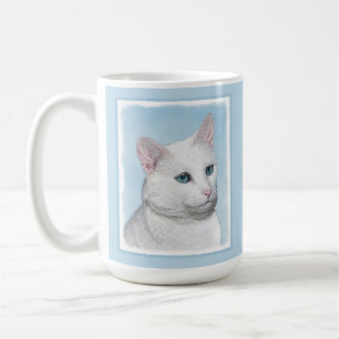 Caneca De Café Pintura de Gatos Brancos - Arte de Gato Original B