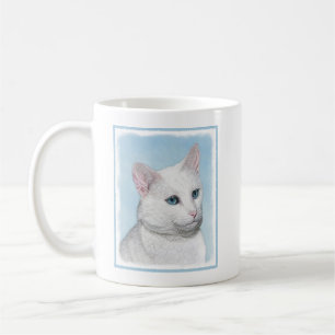 Caneca De Café Pintura de Gatos Brancos - Arte de Gato Original B
