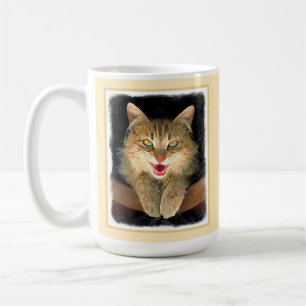 Caneca De Café Pintura de Gatos Loucos - Arte de Gato Original Bo