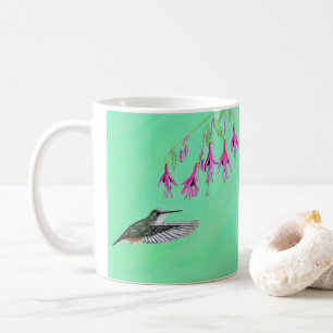 Caneca De Café Pintura de Hummingbird e Fuchsia