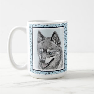 Caneca De Café Pintura de Klee Kai no Alasca - Arte de Cachorro O