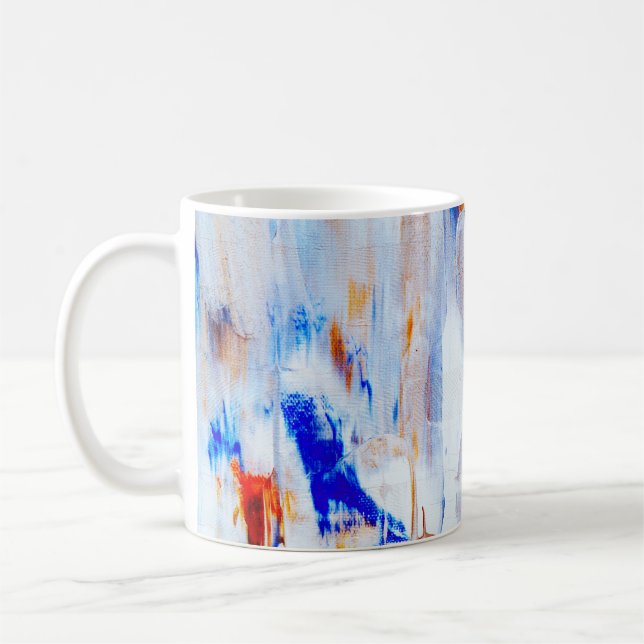 Caneca De Café Pintura de líquido castanho e azul (Esquerda)
