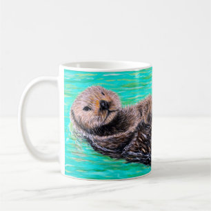 Caneca De Café Pintura de Lontra Mar Fluffy