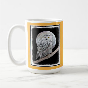 Caneca De Café Pintura de Moon e Coruja de Neve - Arte de Pássar