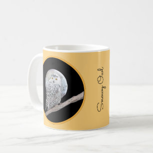 Caneca De Café Pintura de Moon e Coruja de Neve - Arte de Pássar