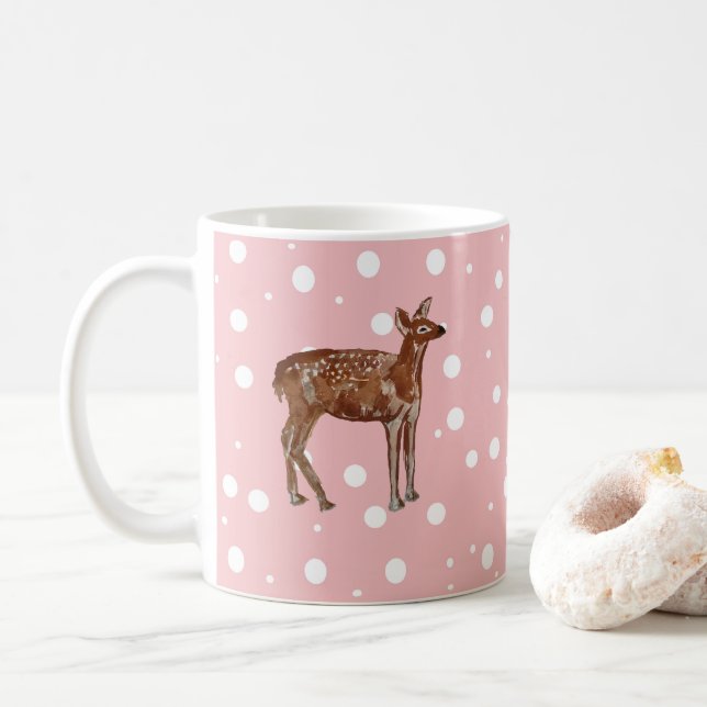 Caneca De Café Pintura de Natal do Baby Deer Wilderness (Com Donut)
