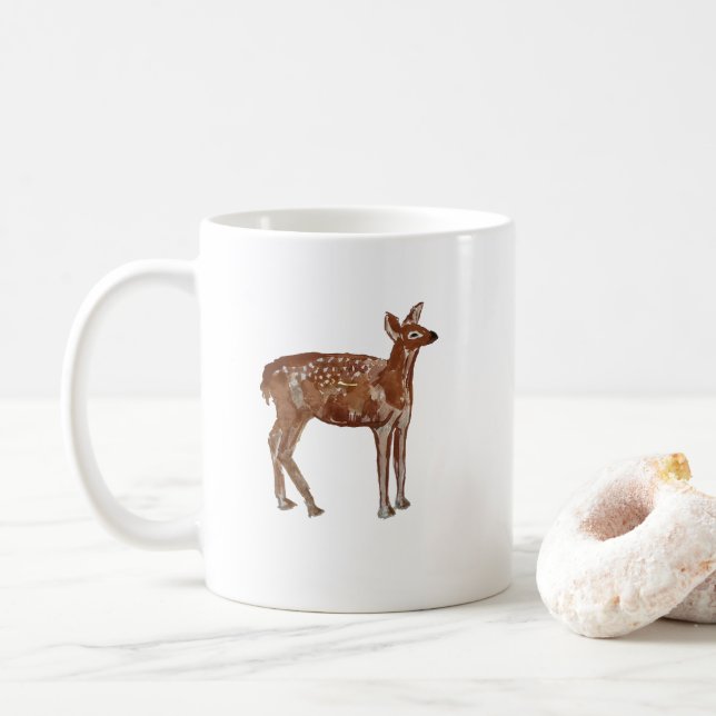 Caneca De Café Pintura de Natal do Baby Deer Wilderness (Com Donut)