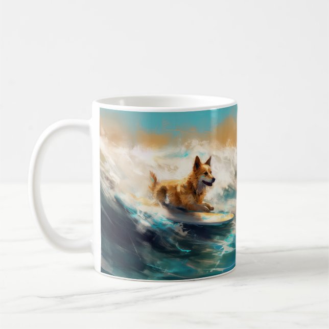 Caneca De Café Pintura de Navegação em Praia do Lapphund, Finland (Esquerda)