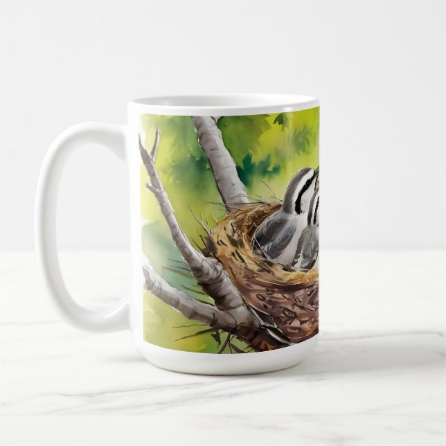 Caneca De Café Pintura de ninho de pássaro doce (Esquerda)