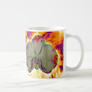 Caneca De Café Pintura de orquídea abstrata em aquarela boho eleg