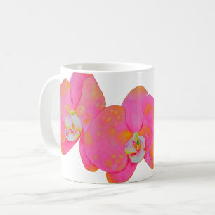 Caneca De Café Pintura de orquídea em aquarela rosa elegante