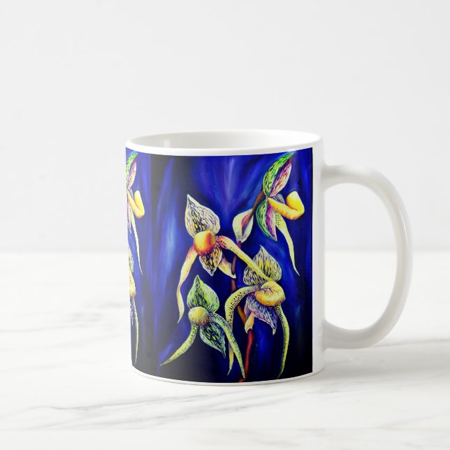 Caneca De Café Pintura de orquídeas azuis (Direita)