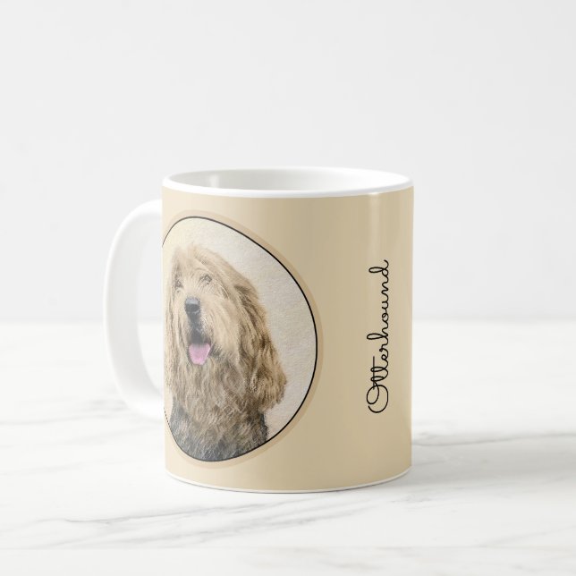 Caneca De Café Pintura de Otterhound - Arte de Cachorro Original  (Frente Esquerda)