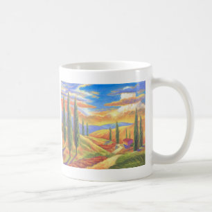 Caneca De Café Pintura de paisagem de Toscânia - multi