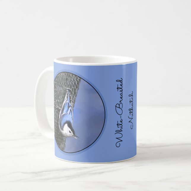 Caneca De Café Pintura De Pássaros De Casca Branca (Frente Esquerda)