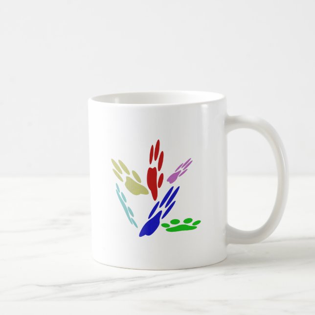 Caneca De Café Pintura De Pata De Cachorro Com Bolinhas (Direita)