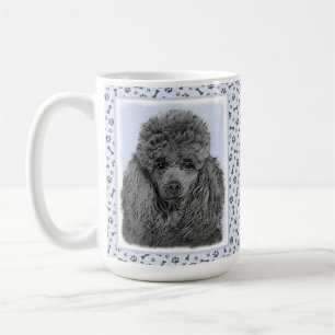 Caneca De Café Pintura de Poodle Brinquedo Miniatura Preto Arte O
