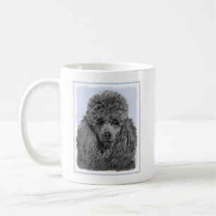 Caneca De Café Pintura de Poodle Miniatura Preto Arte Original