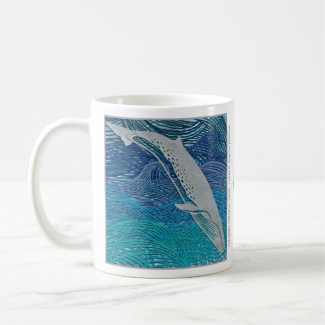 Caneca De Café Pintura de recorte de baleia Sei - Ilhas Falkland (Esquerda)