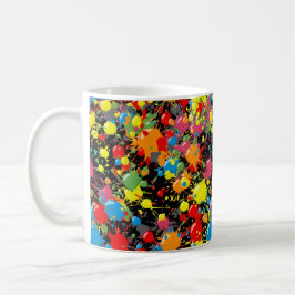 Caneca De Café Pintura de respingos de arco-íris em gotículas PD