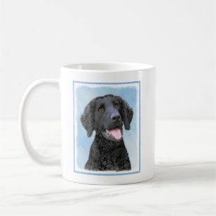 Caneca De Café Pintura De Retriever Revestida Curly - Arte De Cão