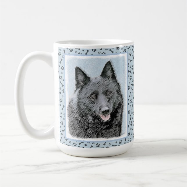Caneca De Café Pintura de Schipperke - Arte de Cachorro Original (Esquerda)