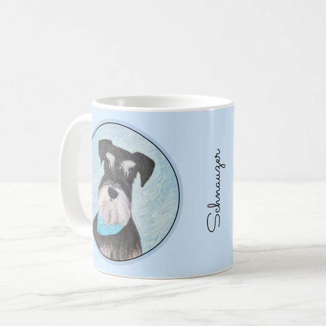 Caneca De Café Pintura de Schnauzer (Miniatura) - Cachorro Origin (Frente Esquerda)