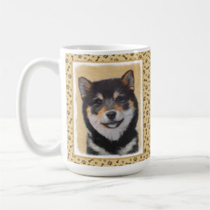 Caneca De Café Pintura de Shiba Inu (Preto e Latão) - Arte Canin