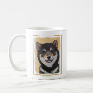 Caneca De Café Pintura de Shiba Inu (Preto e Latão) - Arte Canina