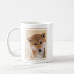 Caneca De Café Pintura de Shiba Inu (Vermelho) - Arte de Cachorro