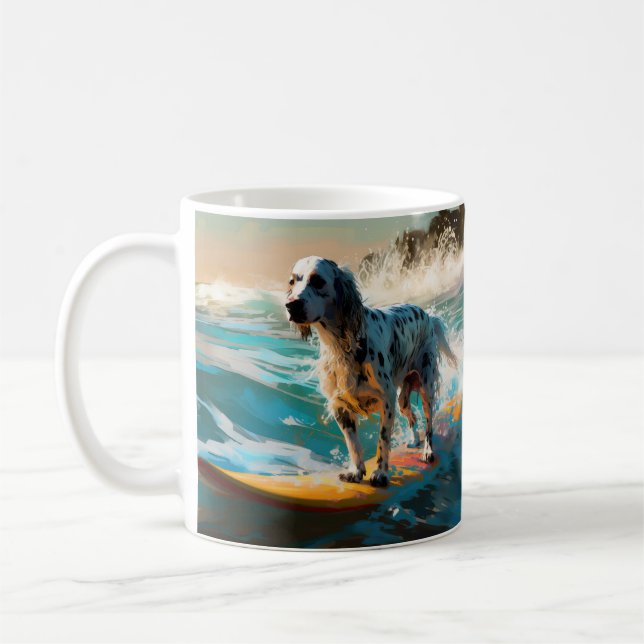 Caneca De Café Pintura de surf em lanterna inglesa setter Beach (Esquerda)