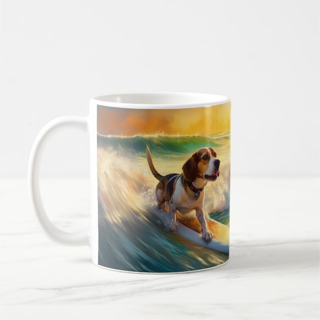 Caneca De Café Pintura de surfe em Beagle Beach (Esquerda)