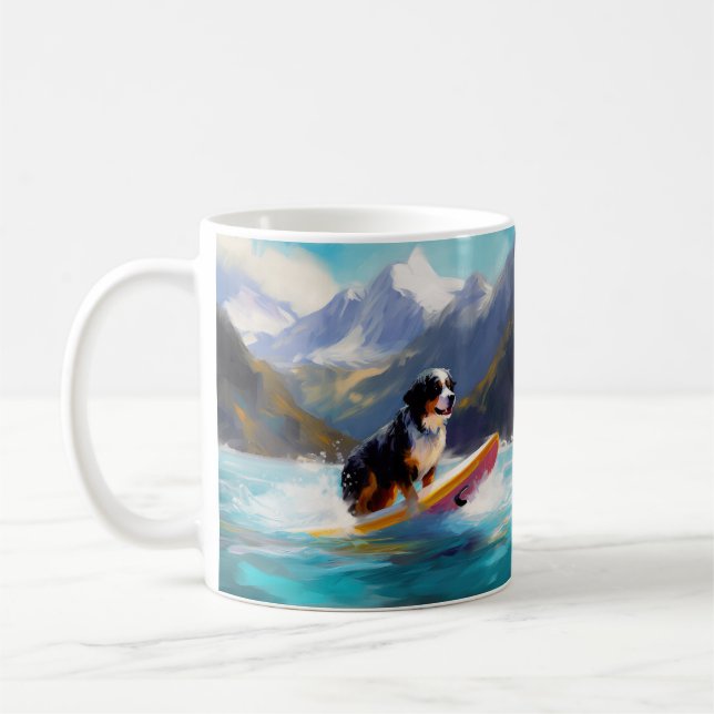 Caneca De Café Pintura de surfe na praia de Bernese (Esquerda)