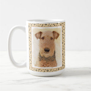 Caneca De Café Pintura de Terrier Airedale - Arte original cômoda