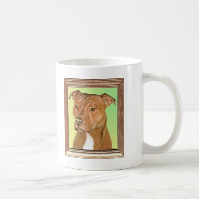 Caneca De Café Pintura de Terrier de pitbull (Direita)