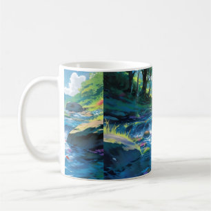 Caneca De Café pintura de um rio com pintura