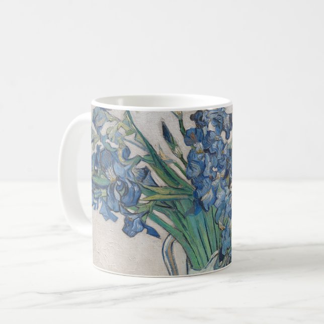 Caneca De Café Pintura de Vaso de Íris de Van Gogh Impressionismo (Frente Esquerda)