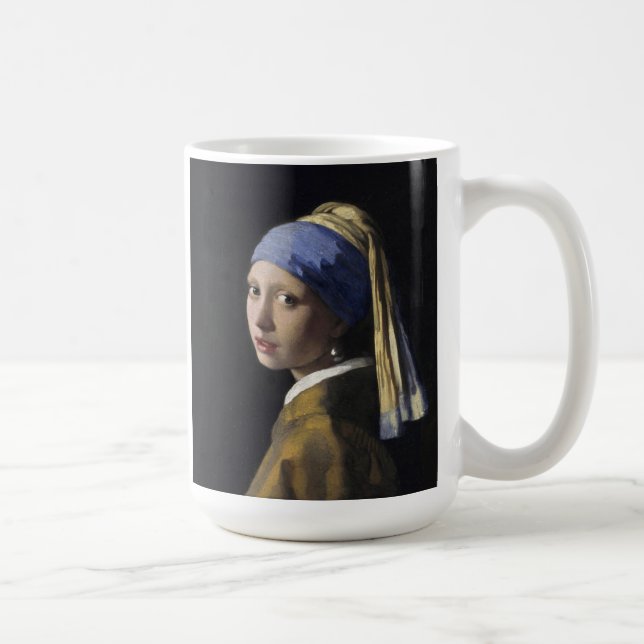 Caneca De Café Pintura de Vermeer - Garota com um brinco de pérol (Direita)