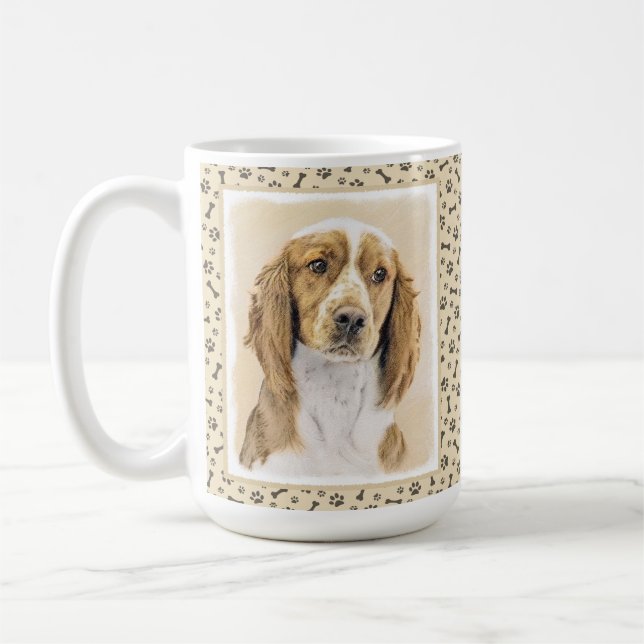 Caneca De Café Pintura de Welsh Springer Spaniel - Arte Original  (Esquerda)