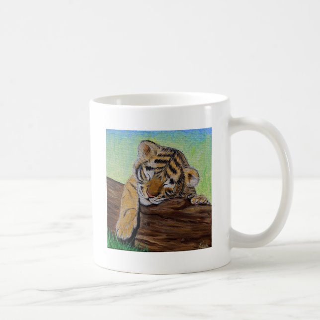 Caneca De Café Pintura do Cubo-Tigre Dormindo (Direita)