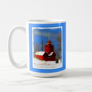 Caneca De Café Pintura do Farol Vermelho Grande - Arte Original